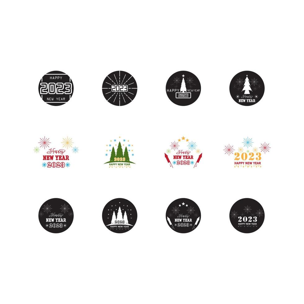Happy New Year Logo Vector Illustration