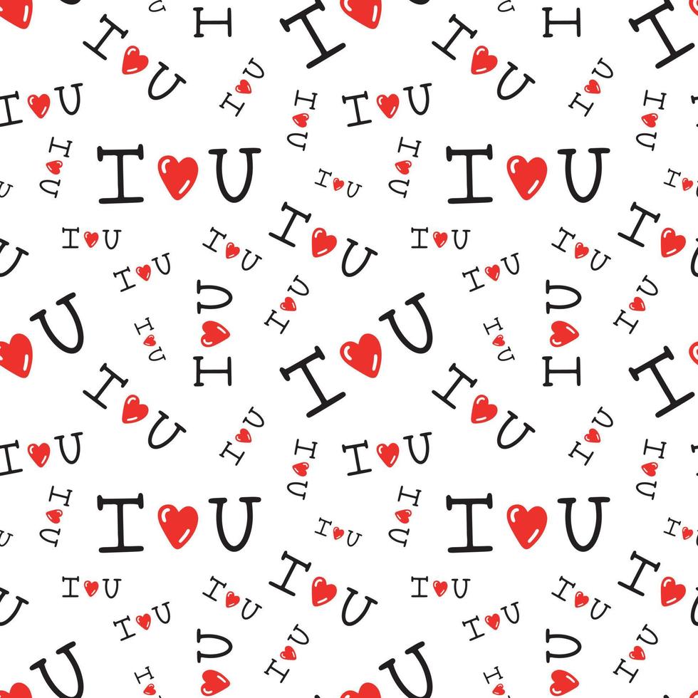 seamless pattern with inscription I love you. Vector illustration