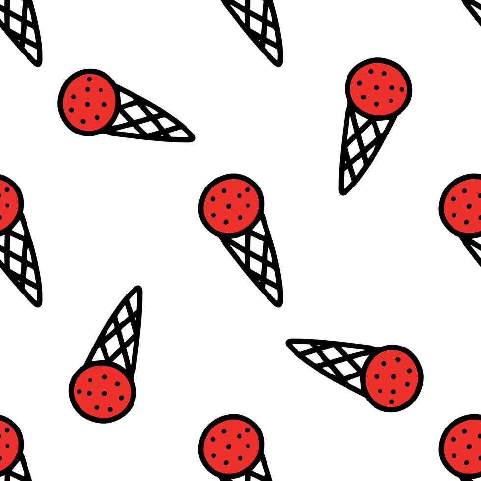 Seamless pattern with ice cream in a cone. vector