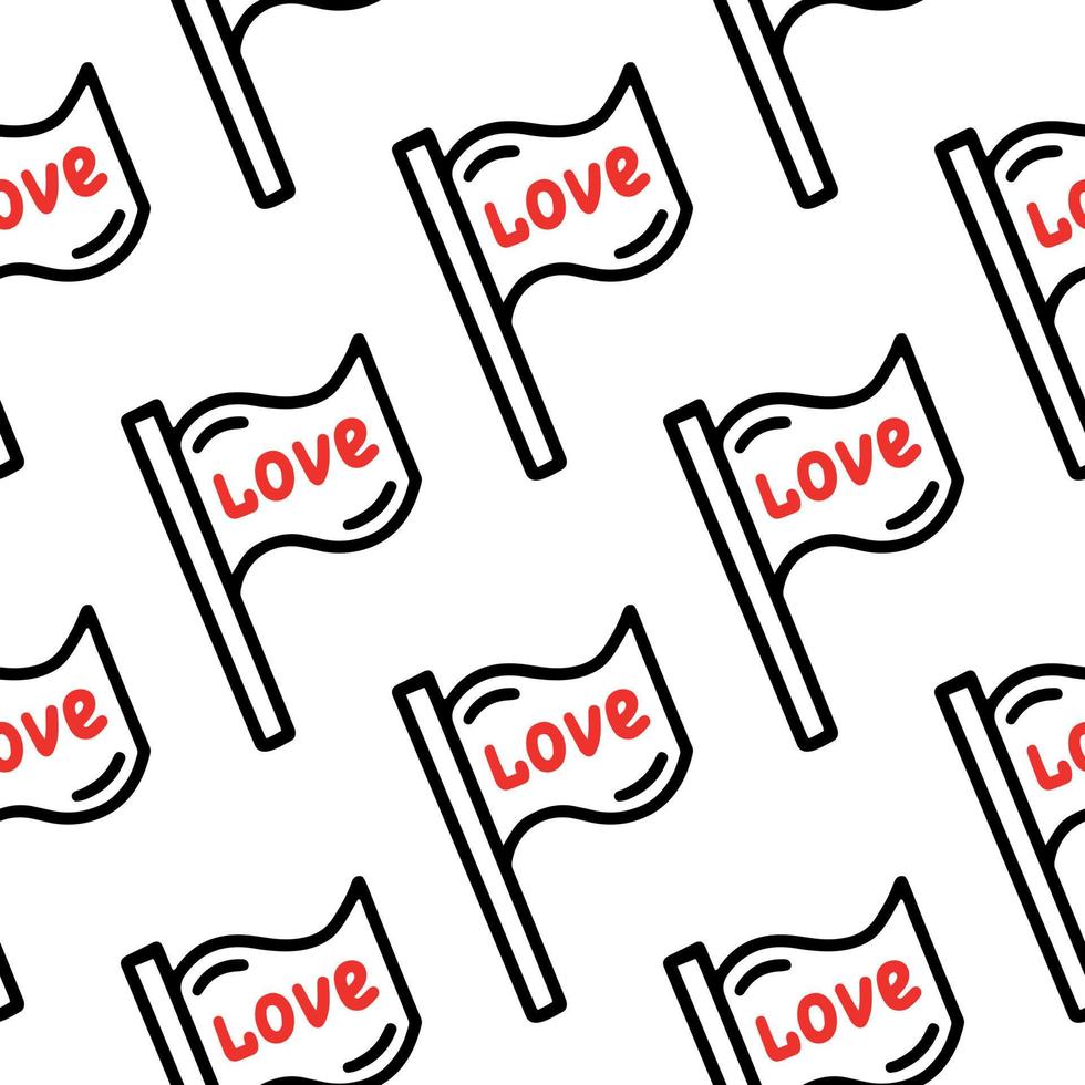 Seamless pattern with a flag with the inscription love vector