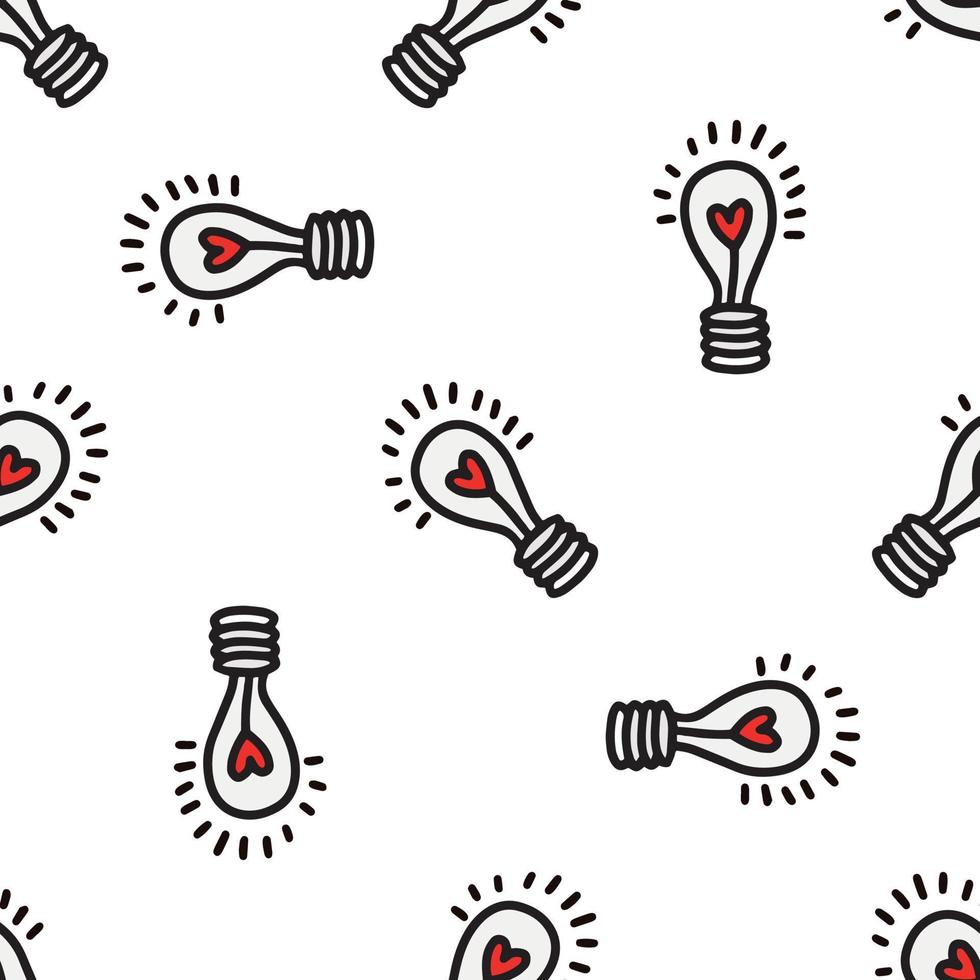 Seamless pattern with light bulbs with a heart vector