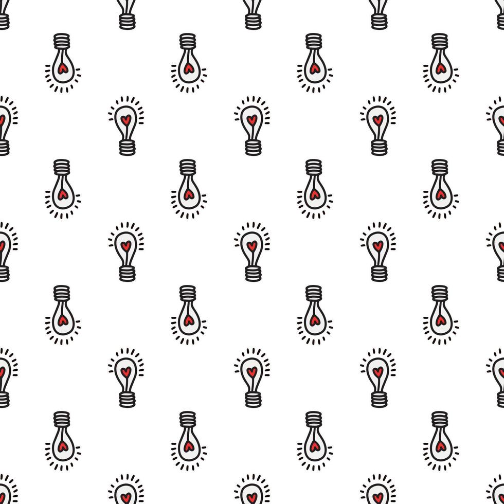 Seamless pattern with light bulbs with a heart vector