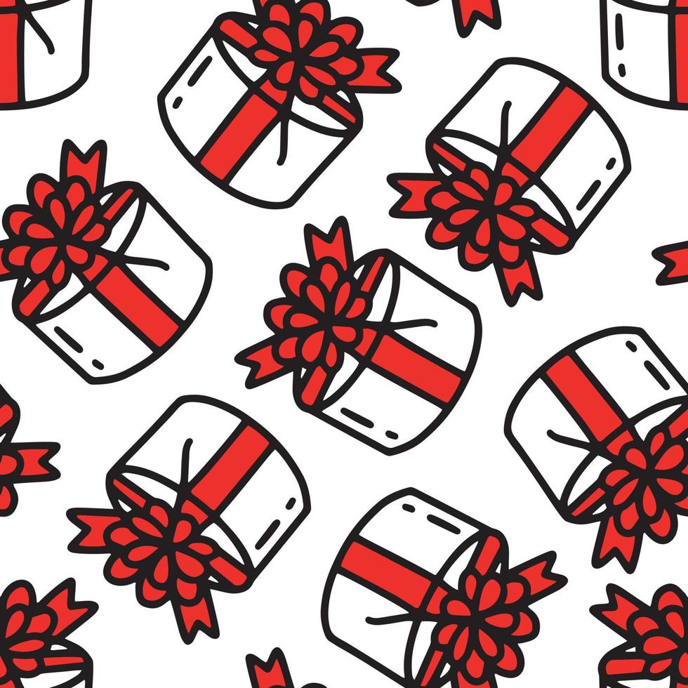 Seamless pattern with gift boxes with a bow. Vector illustration