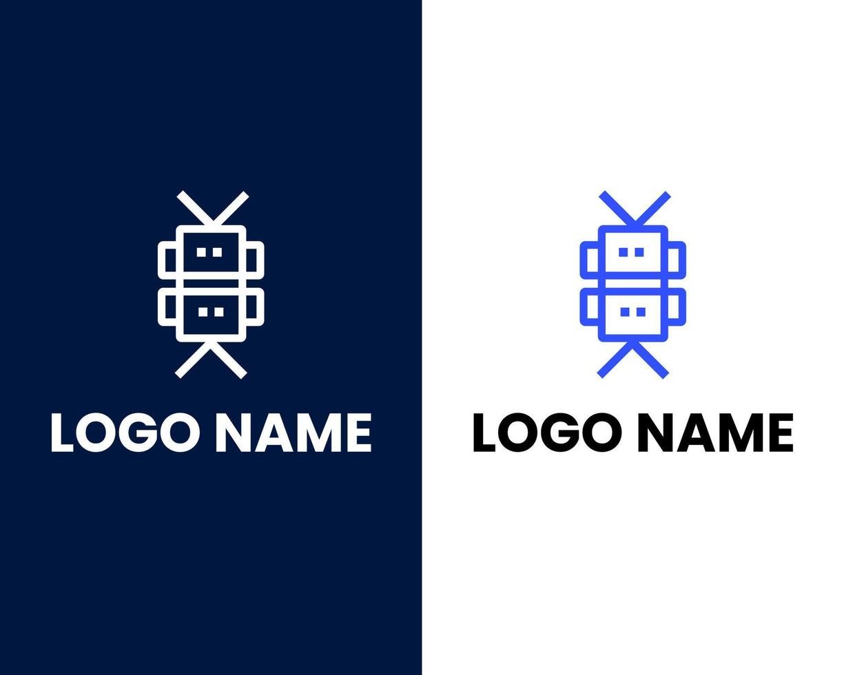 robot connect business logo design template vector