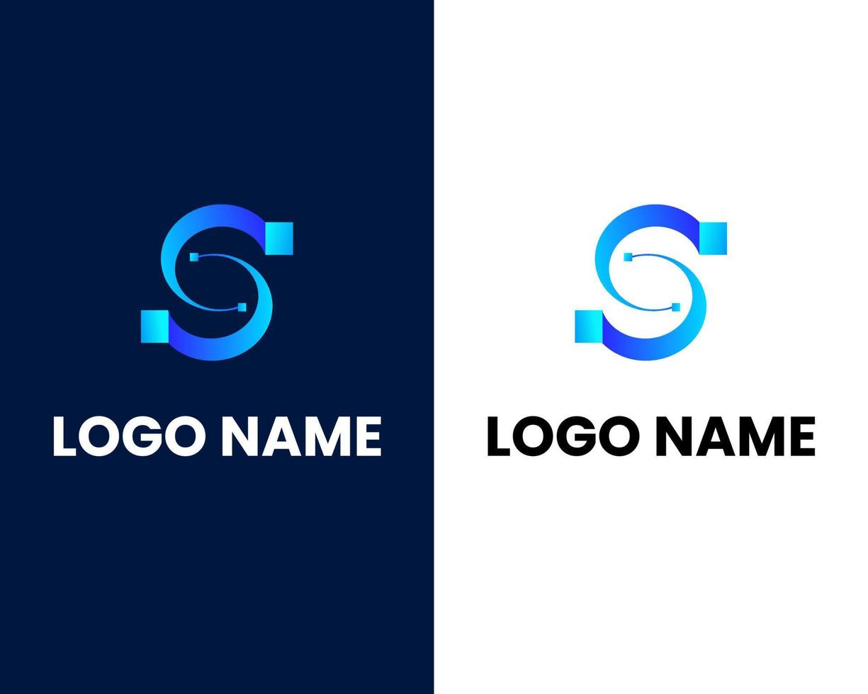 letter s with tech sign tech company business logo design template vector