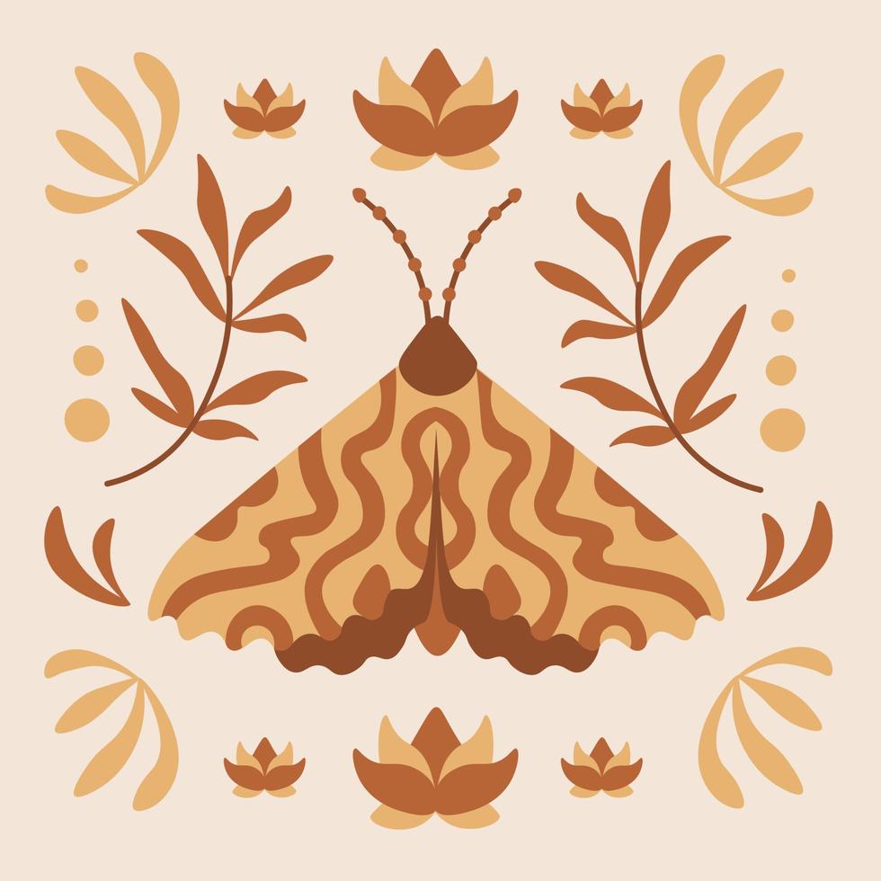 Retro poster with boho butterfly vector