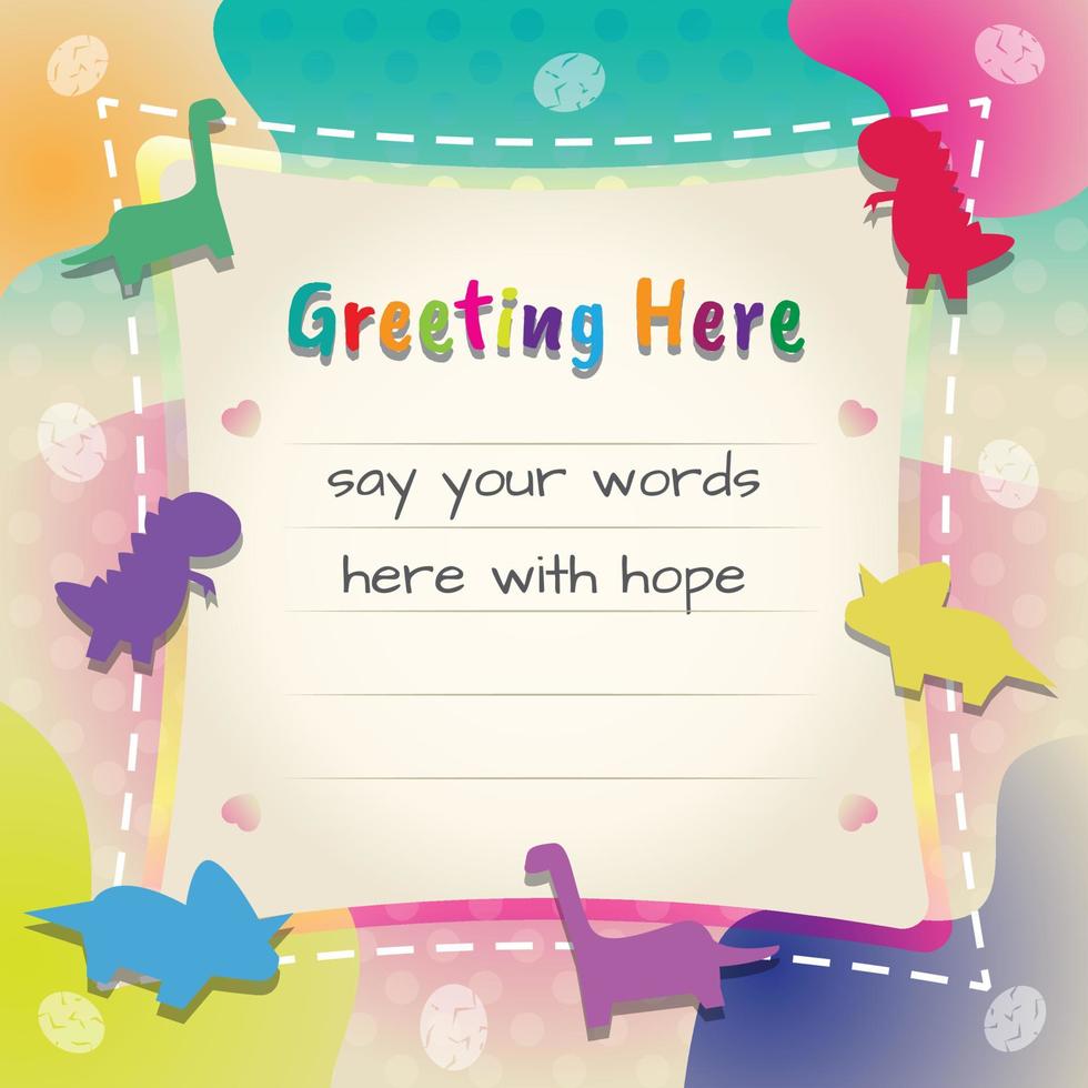 Greeting Card Dinosaur Template Design vector