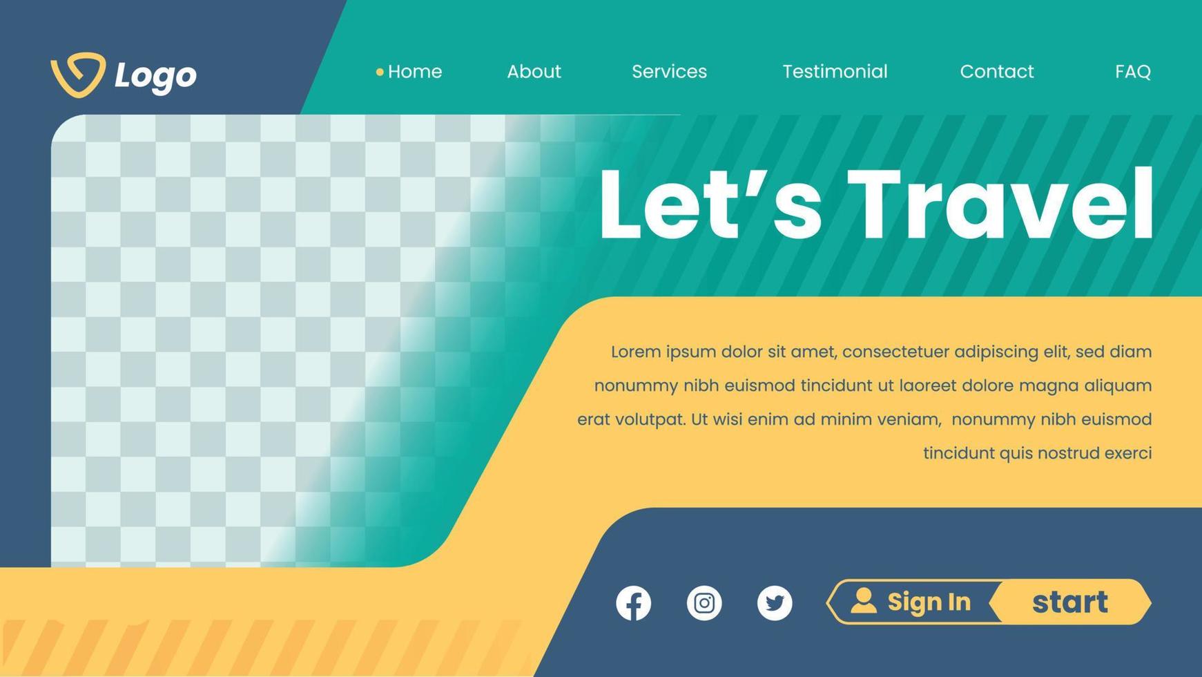 Landing Page Traveling Template Design vector
