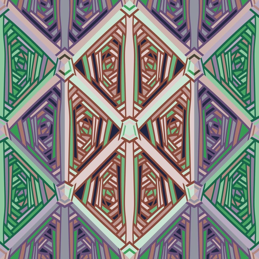 patrón sin fisuras de mosaico étnico geométrico hecho a mano. ornamento de mosaico tribal abstracto. vector