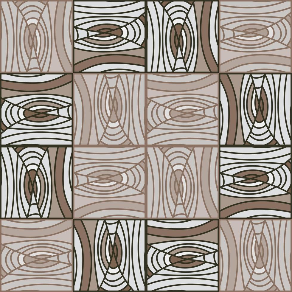 Mosaic of lines seamless pattern in dodle style. Hand drawn abstract wood texture vintage ornament. vector