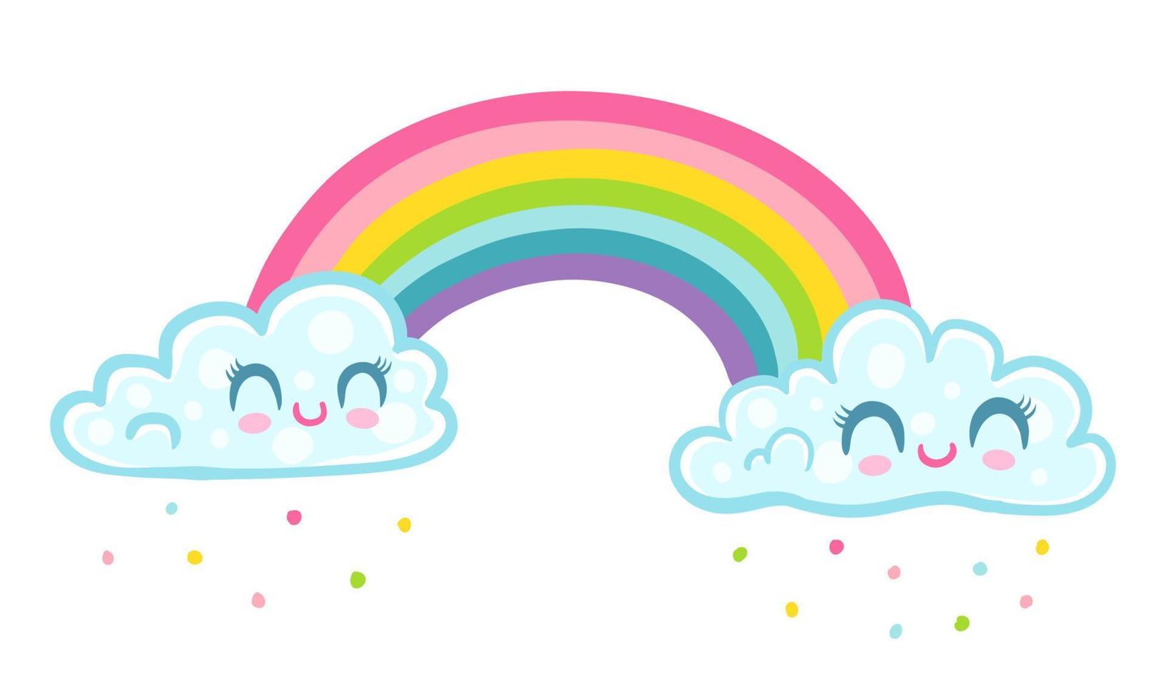 panda con cuerno de unicornio en el arco iris vector