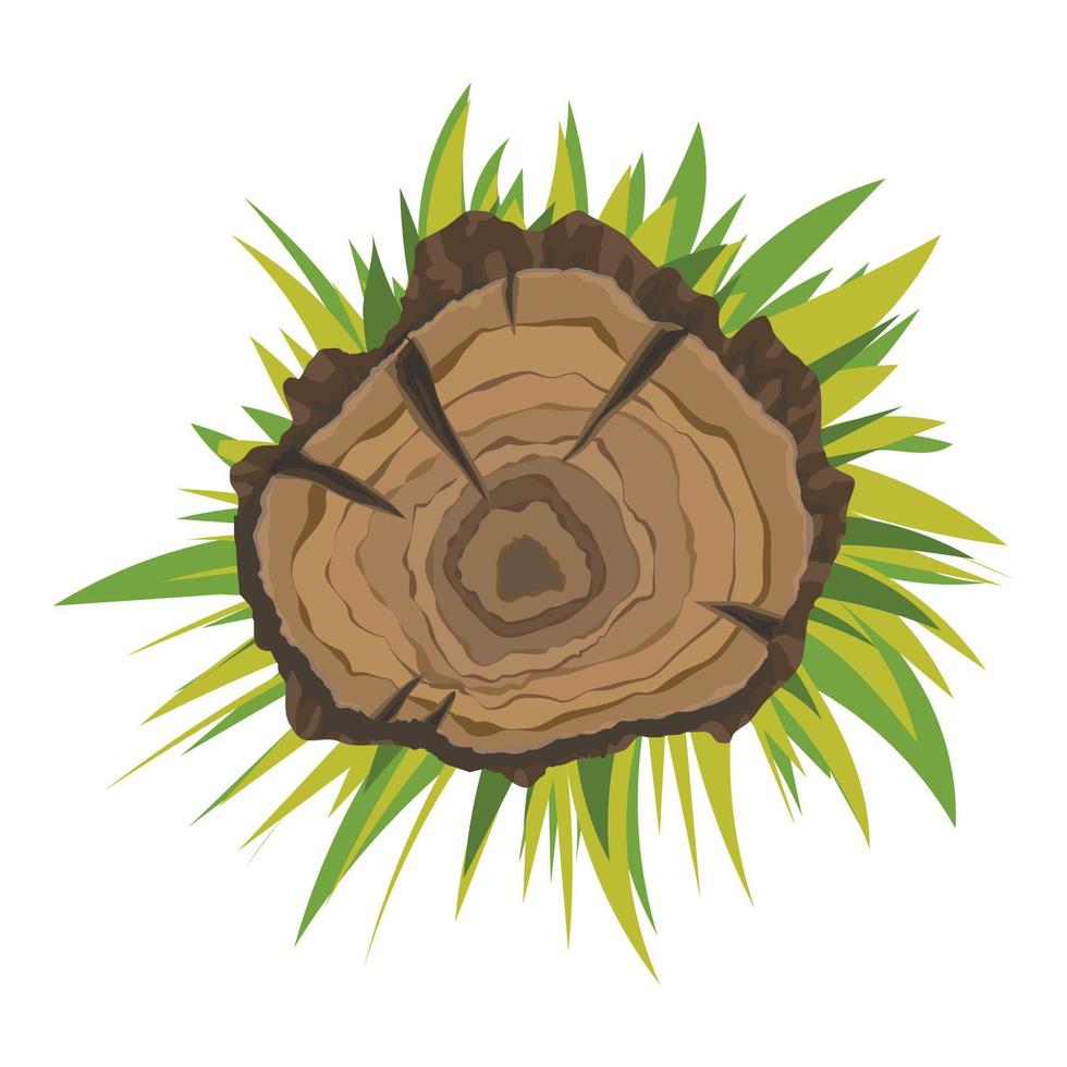 Top view tree stump icon, cartoon style vector