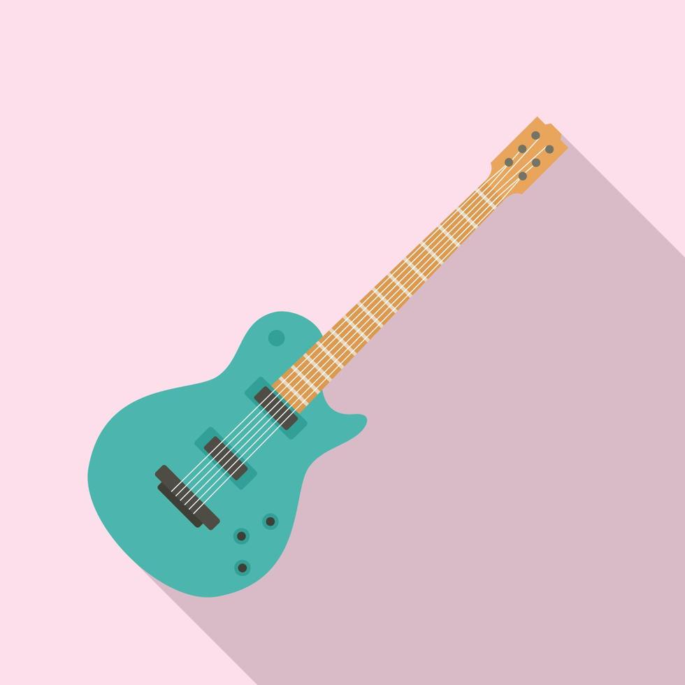 Retro guitar icon, flat style vector