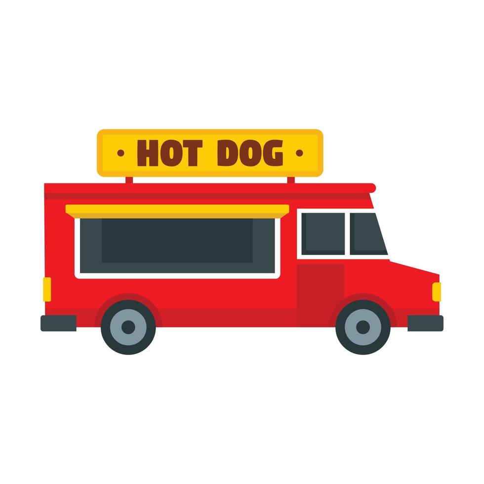 Hot dog truck icon, flat style vector