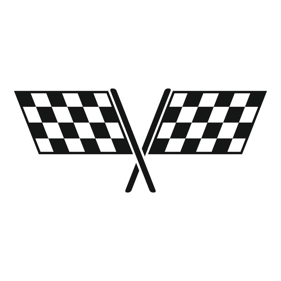 Crossed racing flags icon, simple style vector