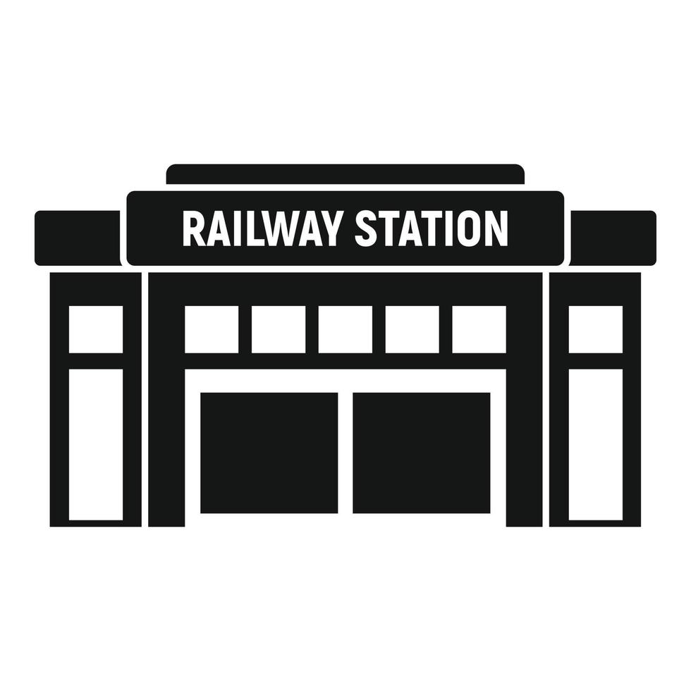 Glass railway station icon, simple style vector