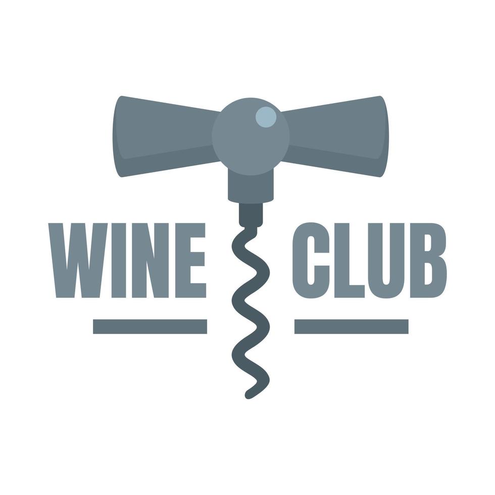Wine club corkscrew logo, flat style vector