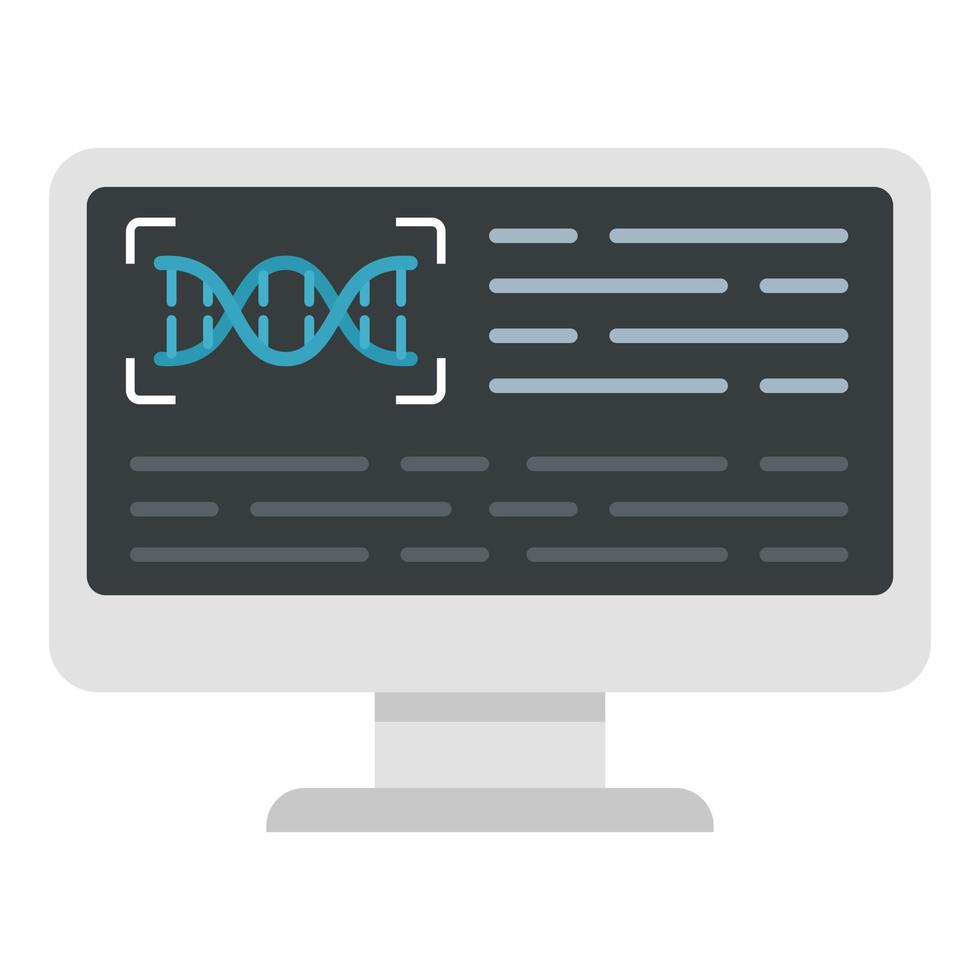 Monitor genetic lab icon, flat style vector