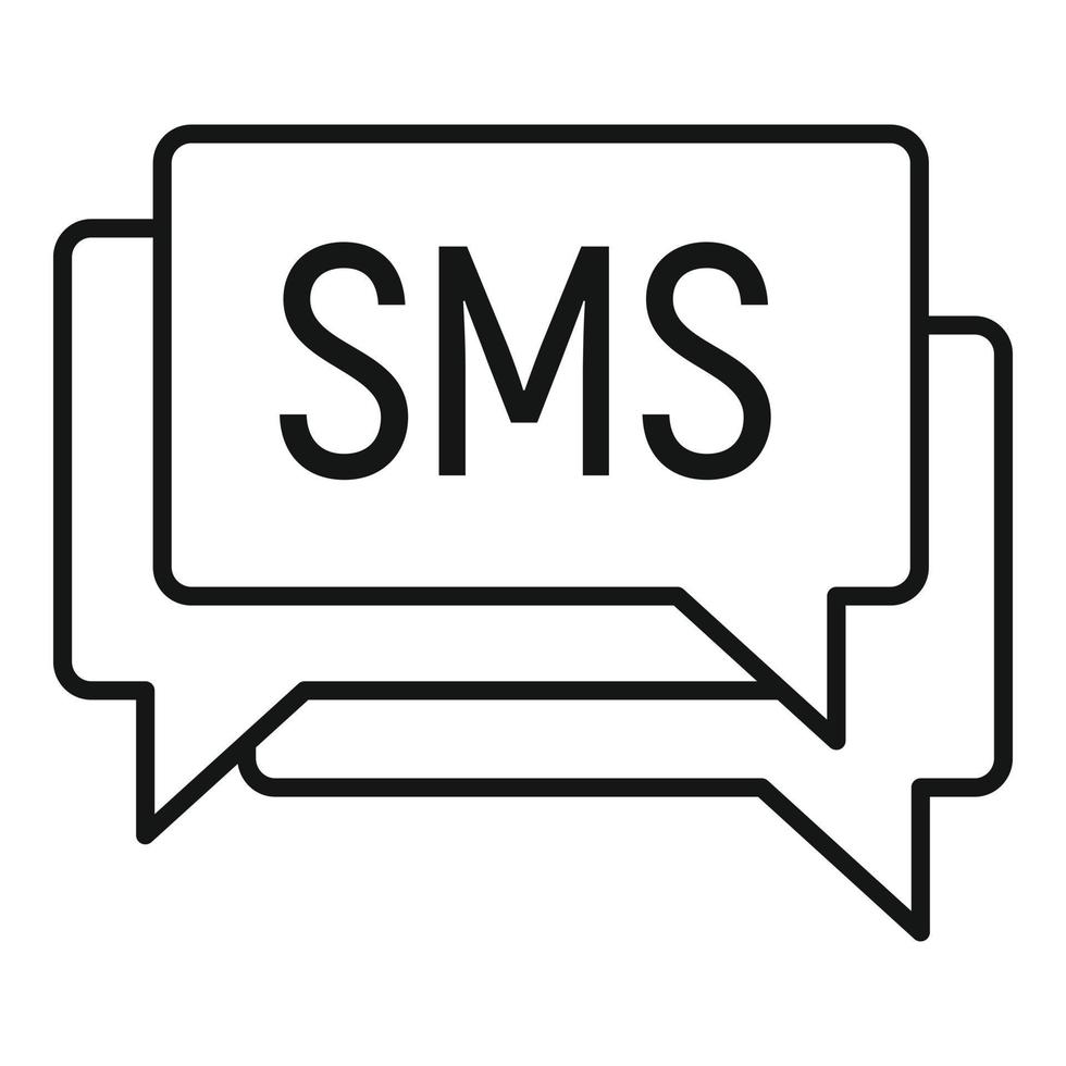 icono de marketing de sms, estilo de esquema vector