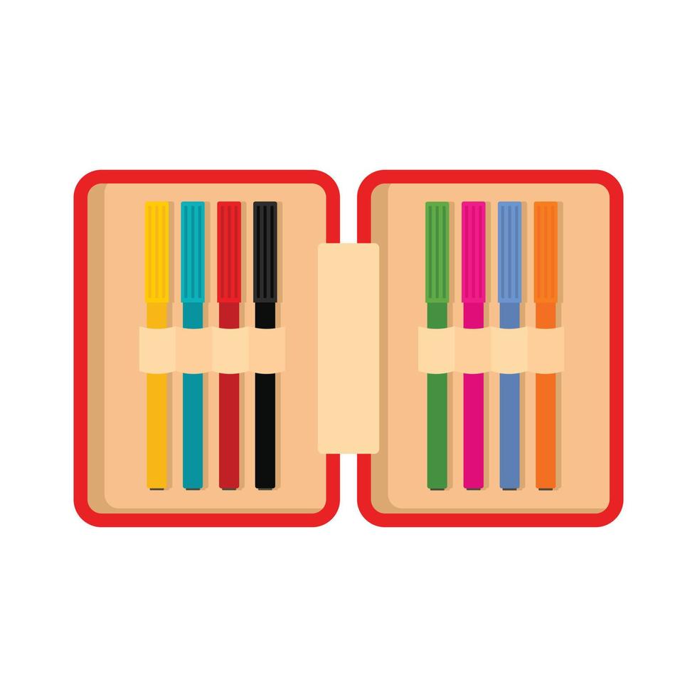 Open pencil box icon, flat style vector