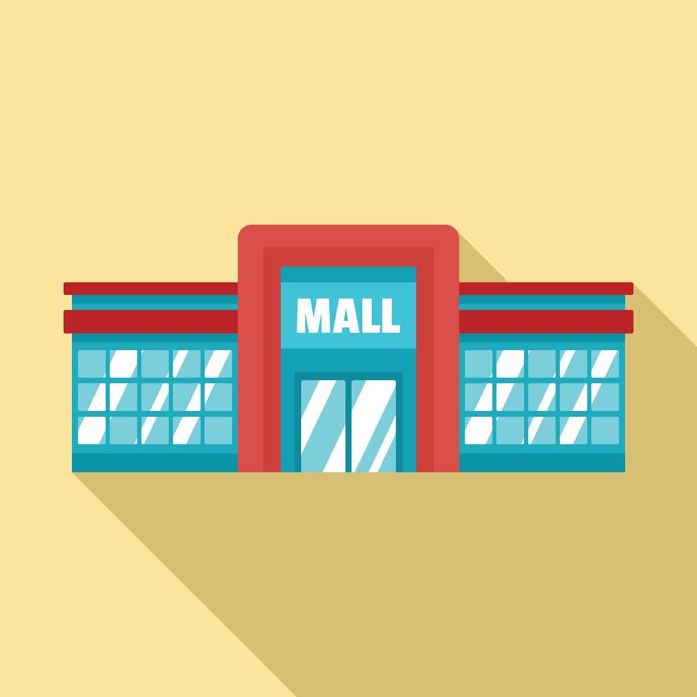 Supermarket mall icon, flat style vector