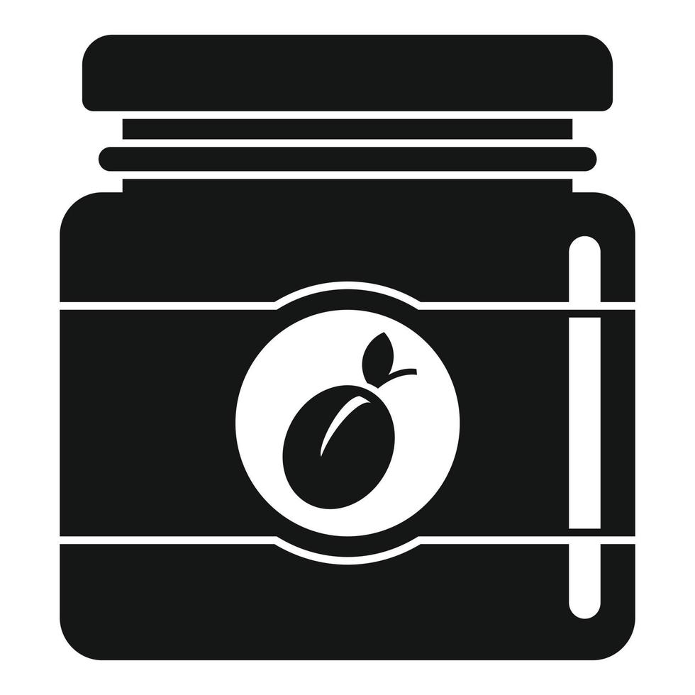 Plum jam jar icon, simple style vector