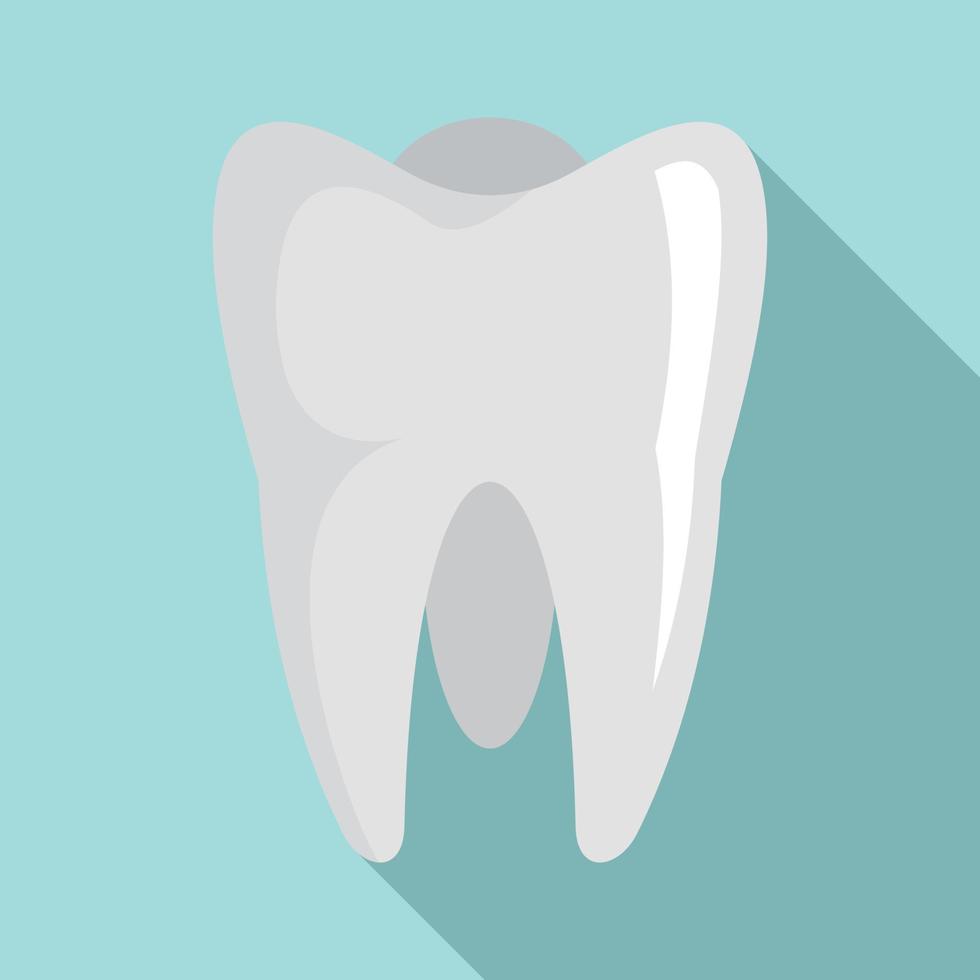 White tooth icon, flat style vector