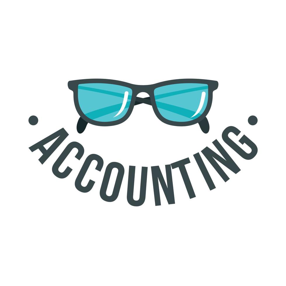 Glass accounting logo, flat style vector