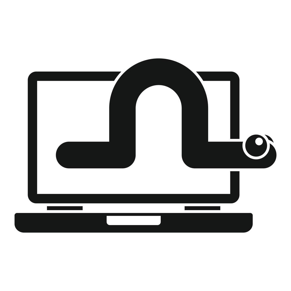 Worm laptop icon, simple style vector