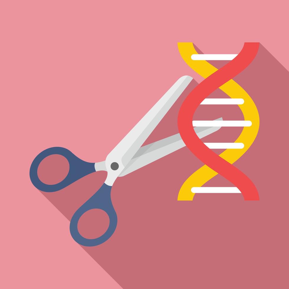 Cutted dna molecule icon, flat style vector