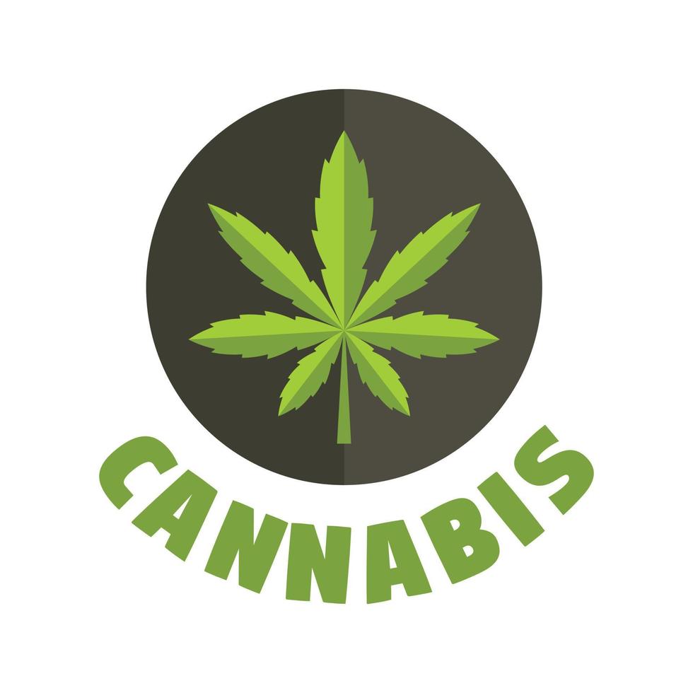 Cannabis leaf logo, flat style vector