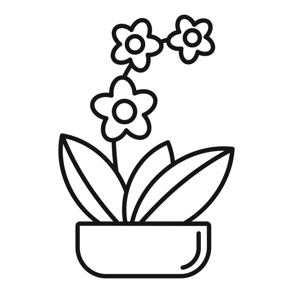 icono de orquídea de planta de interior, estilo de contorno vector