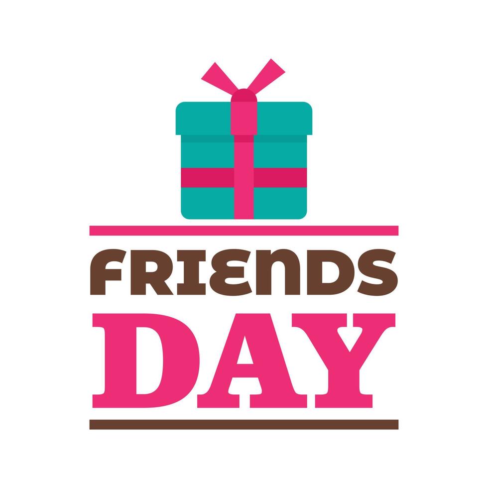 logotipo del día de los amigos de la caja de regalo, estilo plano vector