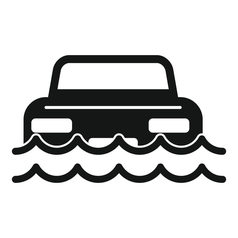 icono de agua de inundación del coche, estilo simple vector