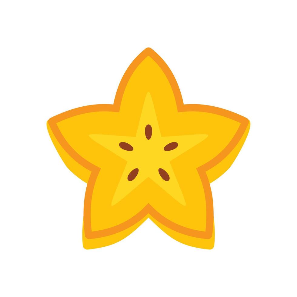 icono de carambola cortada, estilo plano vector