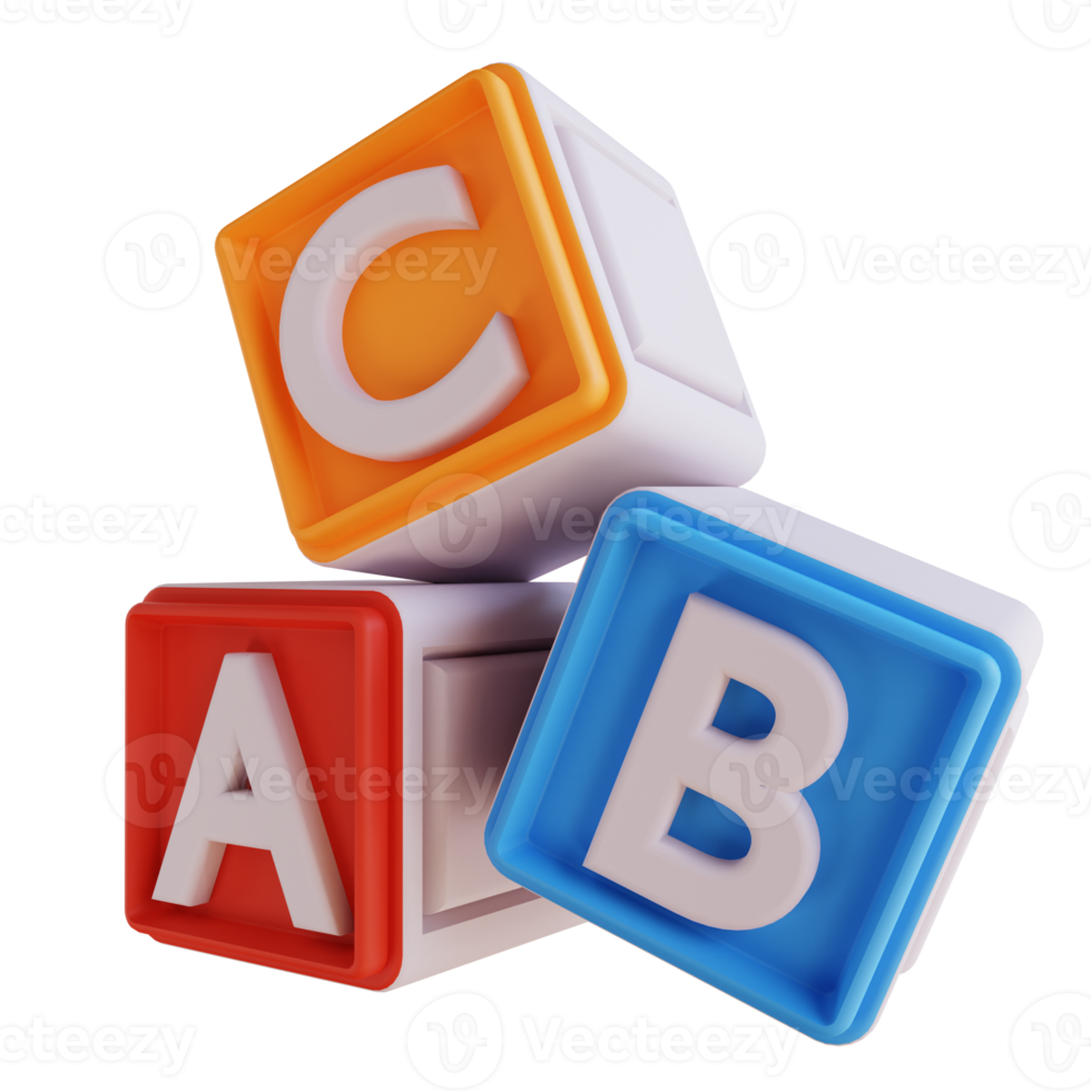 3D illustration alphabet blocks png