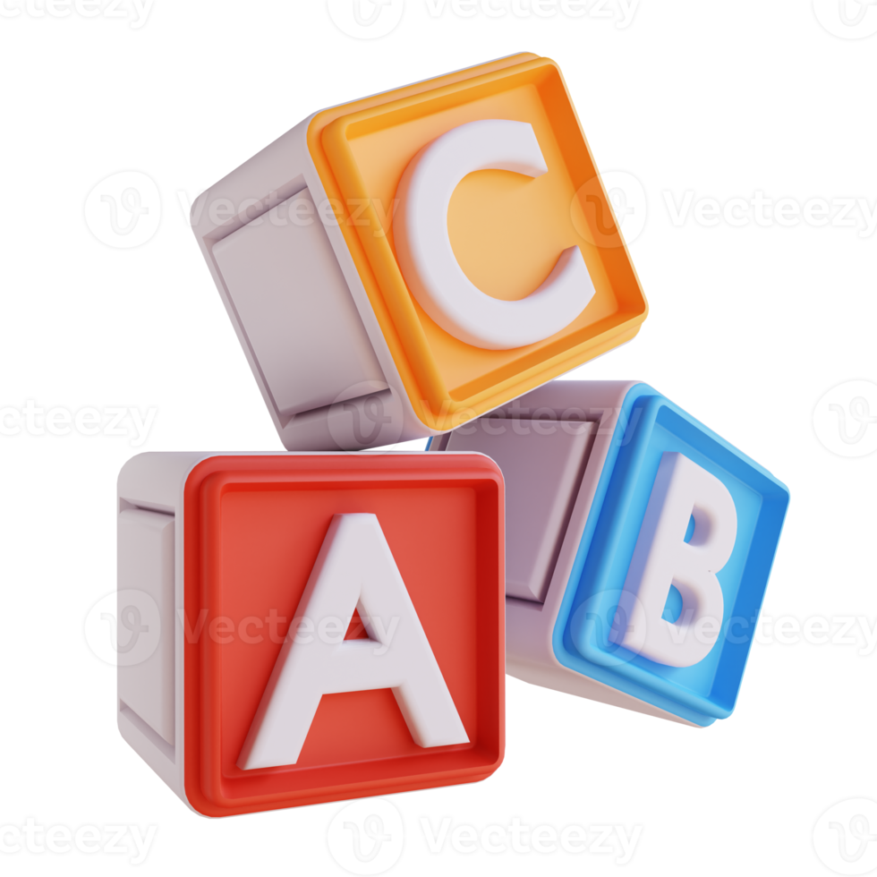 3D illustration alphabet blocks png