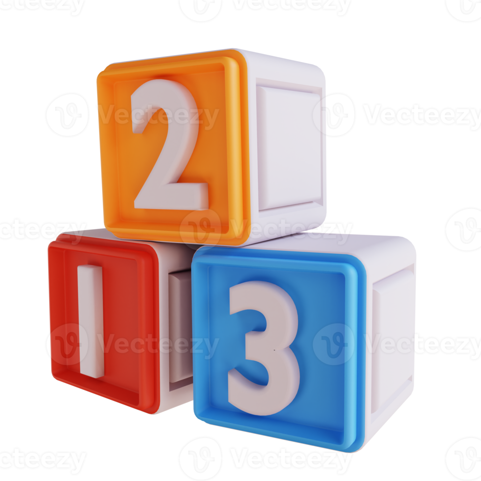 3D illustration number blocks png