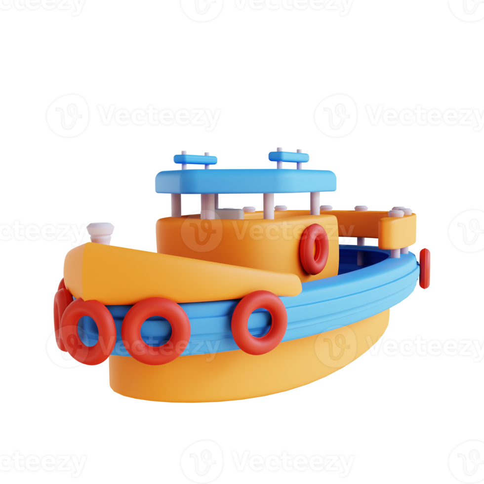 bateau jouet illustration 3d png