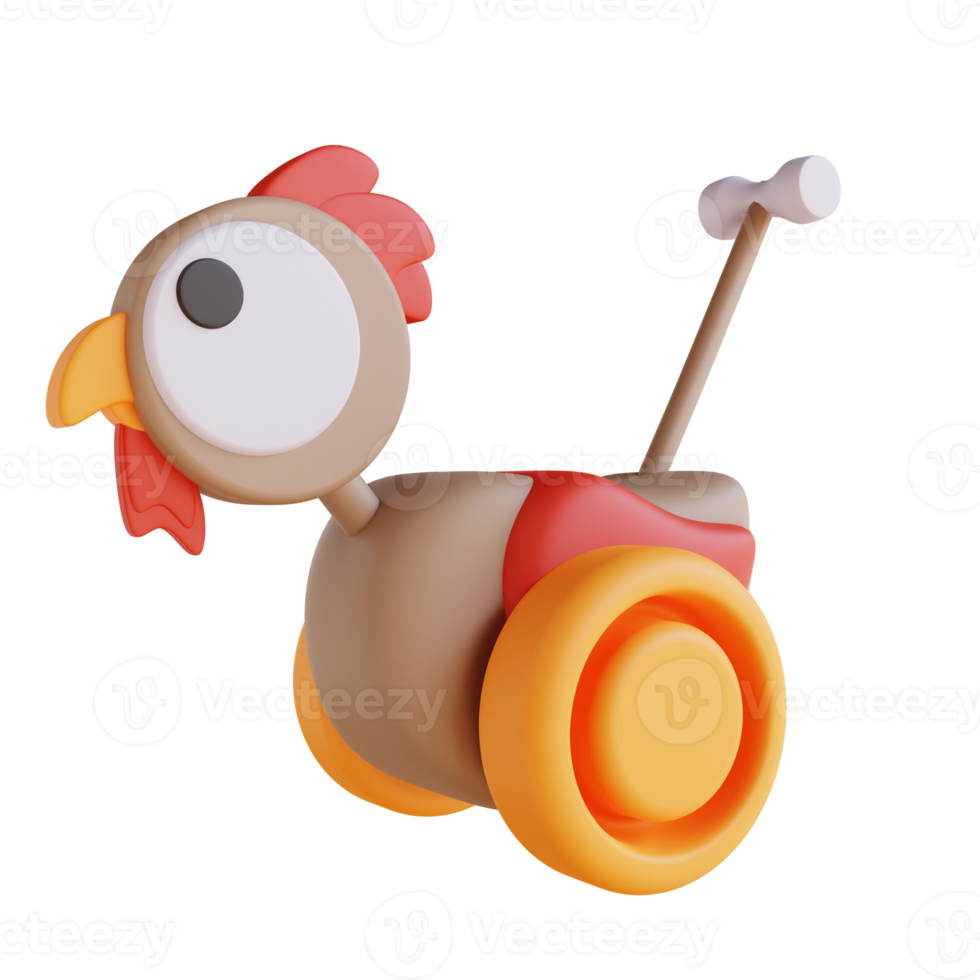 3D illustration push chicken toy png