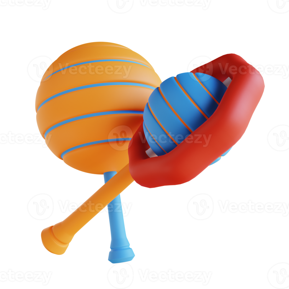 3D illustration rattles png