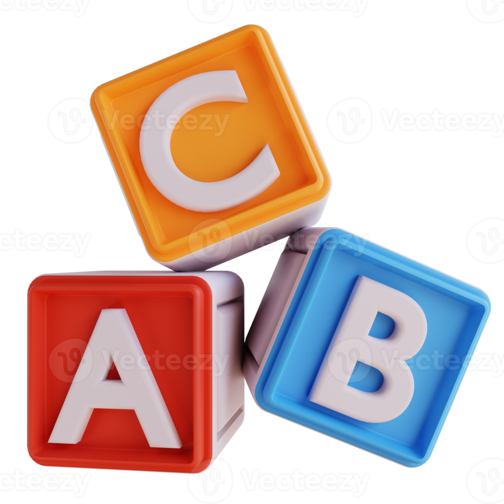 3D illustration alphabet blocks png