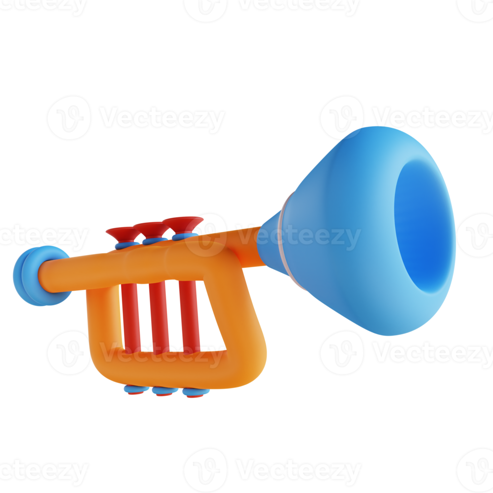 3D illustration trumpet toy png