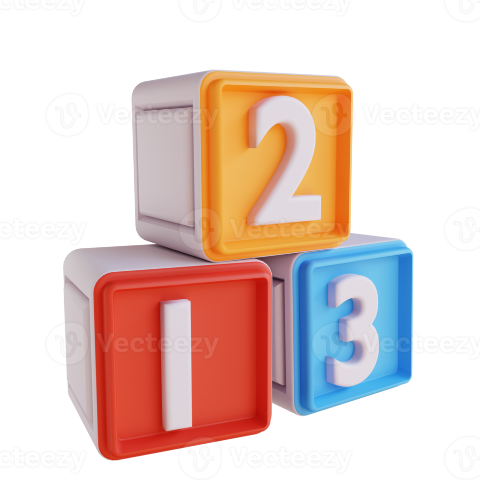 3D illustration number blocks png