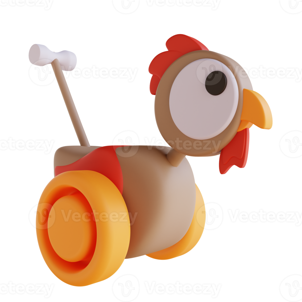 3D illustration push chicken toy png