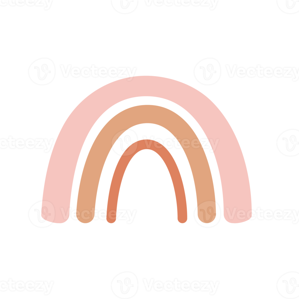 Boho-Regenbogen. pastellfarbener handgemalter Regenbogen für die Wanddekoration im Kinderzimmer png