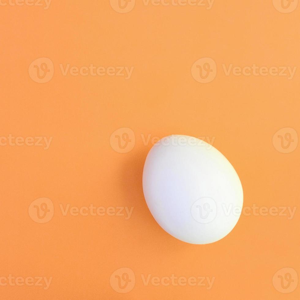 One white easter egg on a bright orange background photo