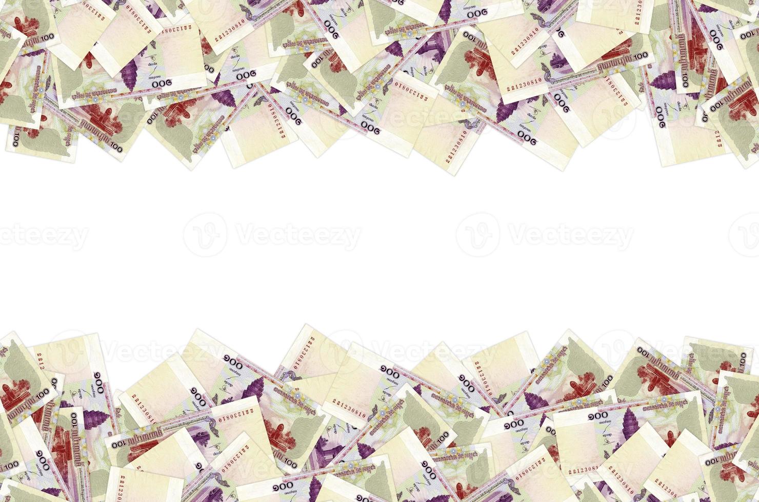Pattern of 100 Cambodian riels banknote is national currency of Cambodia photo