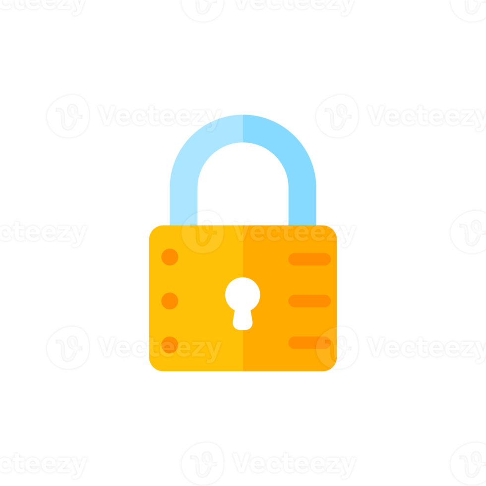 yellow padlock for locking the information on the computer data encryption concept png