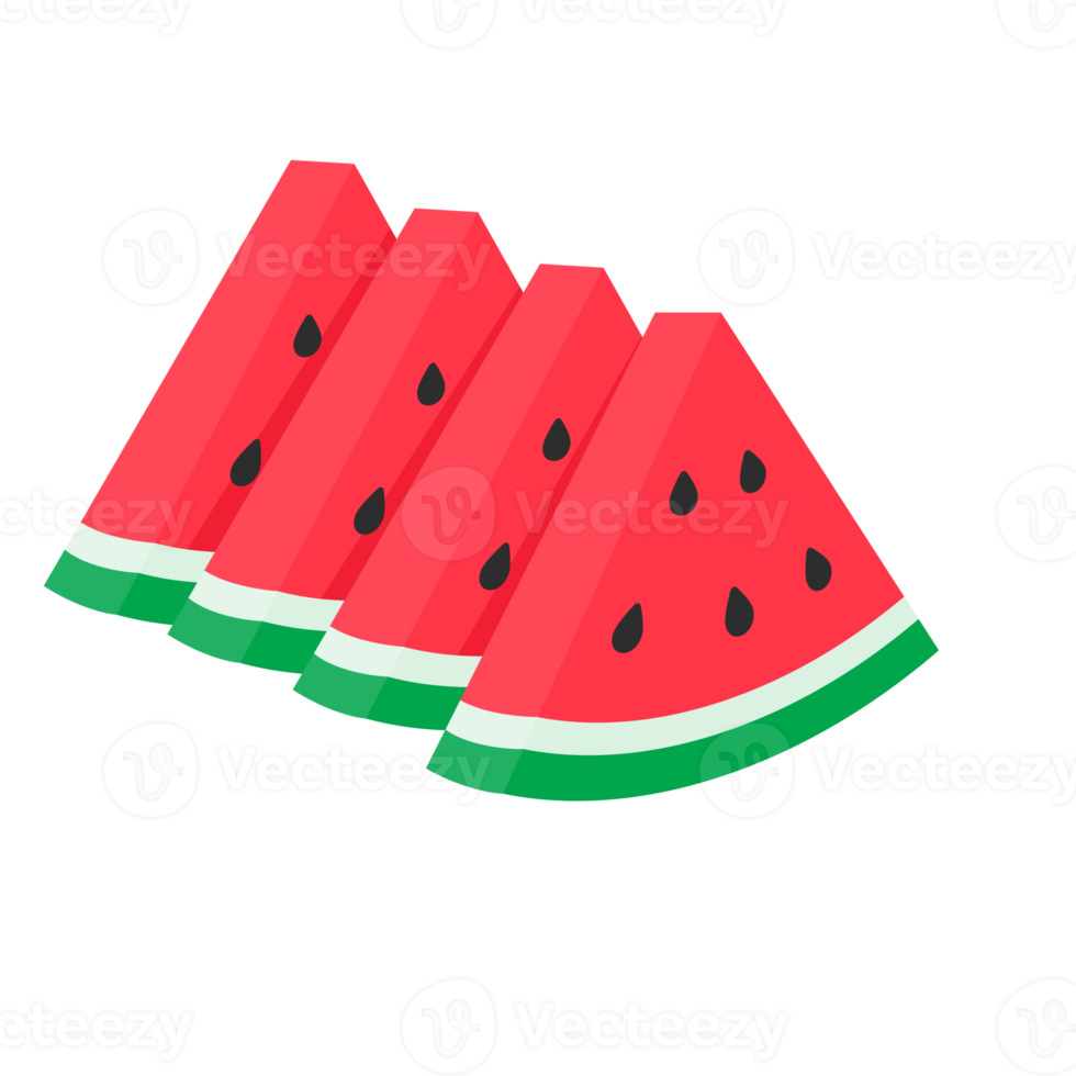 Watermelon fruit cut into pieces with seeds inside Refreshing food in the summer png